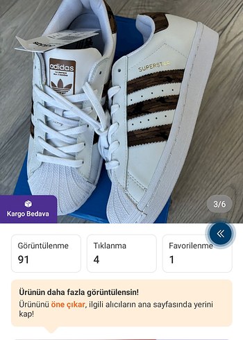 Adidas Süperstar Kahverengi Yılan Desenli Spor Ayakkabı - Görsel 3