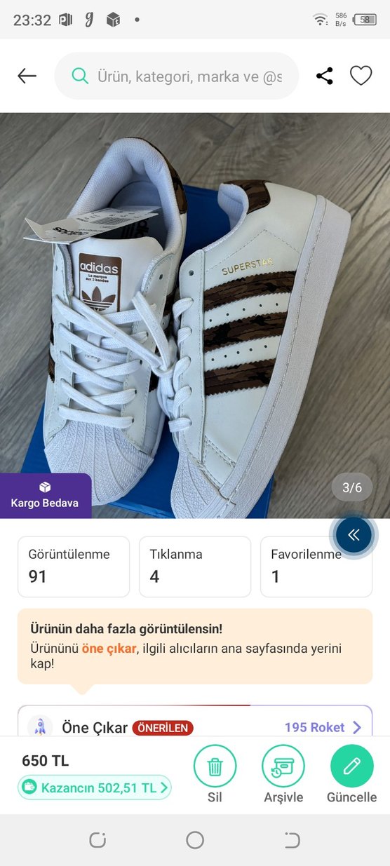 Adidas Süperstar Kahverengi Yılan Desenli Spor Ayakkabı - Görsel 3