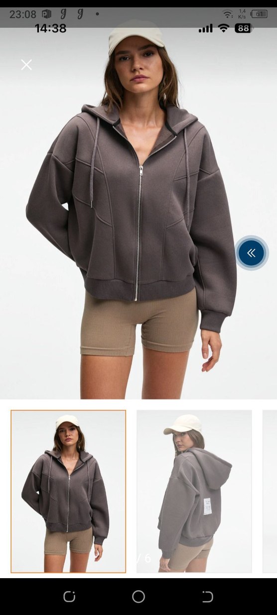 Gri Fermuarlı Kadın Sweatshirt - Görsel 3