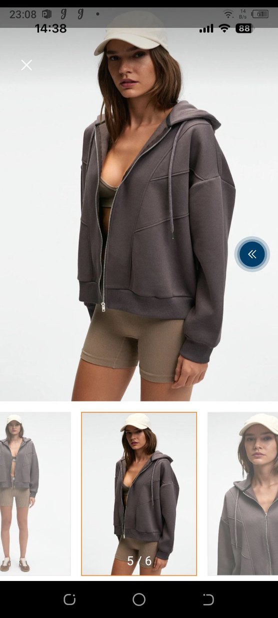 Gri Fermuarlı Kadın Sweatshirt - Görsel 4