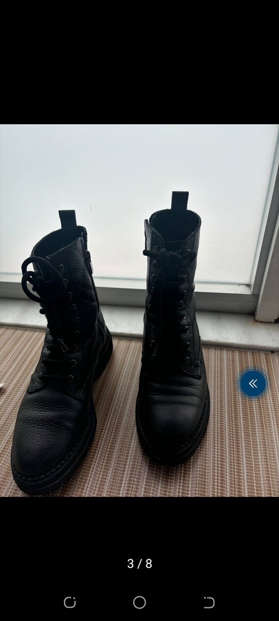 Siyah Deri Bağcıklı Kadın Bot - Görsel 4