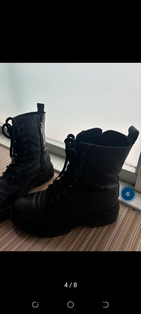 Siyah Deri Bağcıklı Kadın Bot - Görsel 3