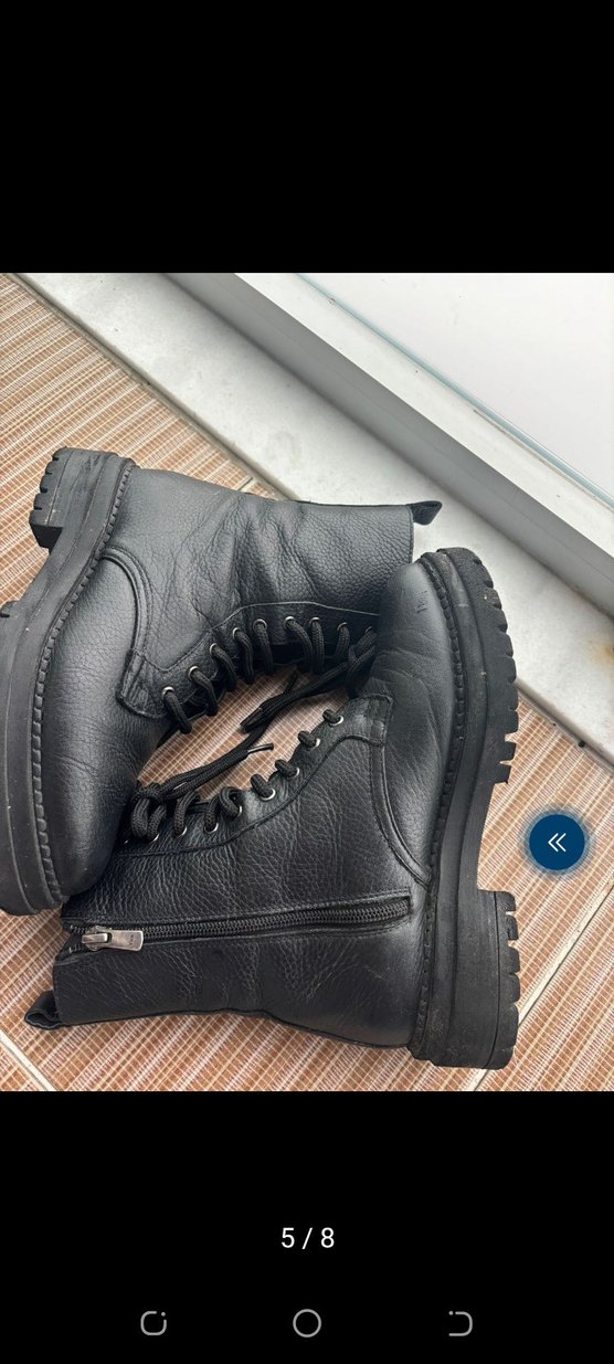 Siyah Deri Bağcıklı Kadın Bot - Görsel 2