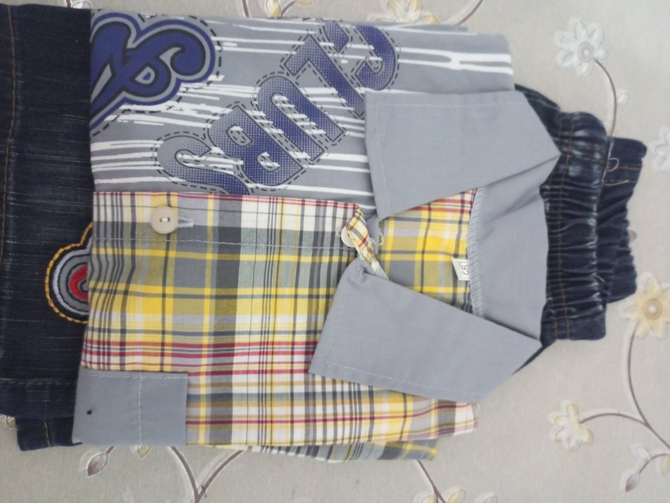 Erkek Bebek Gri Kareli Takım - Görsel 3