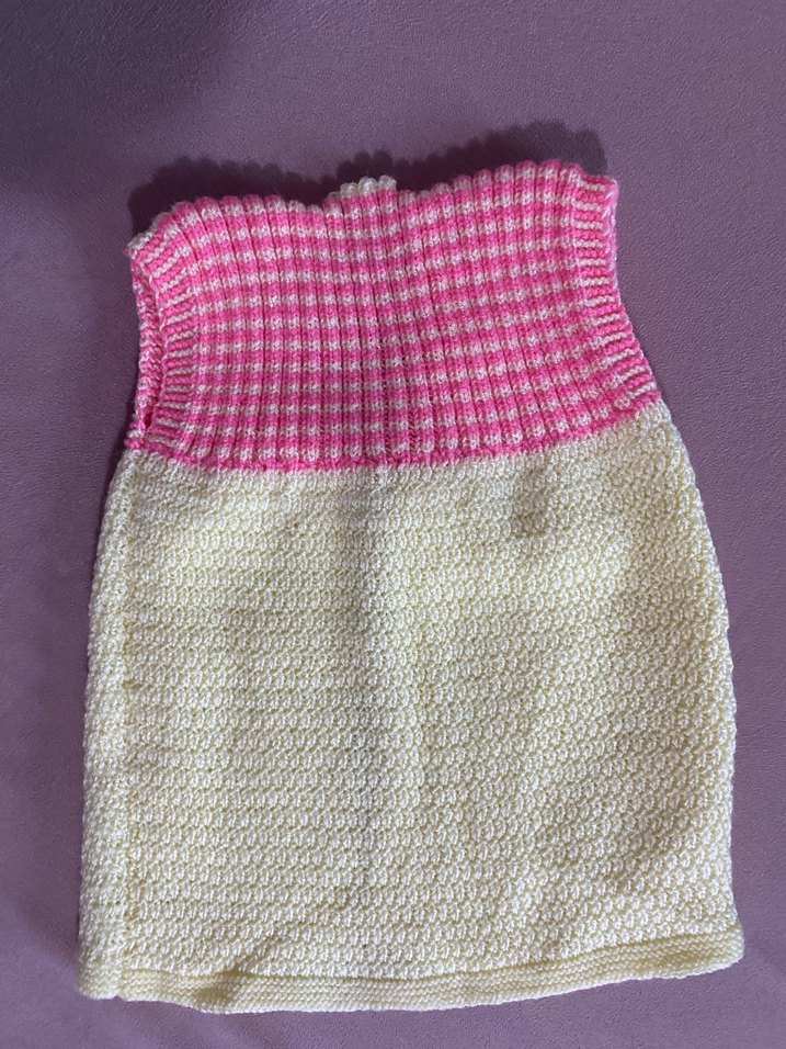 Kız Çocuk Pembe ve Krem Örgü Bohem Yelek - Görsel 2