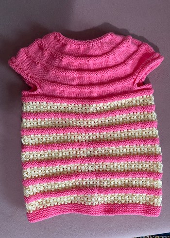 Pembe Örgü Kız Çocuk Kolsuz Hırka - Görsel 2