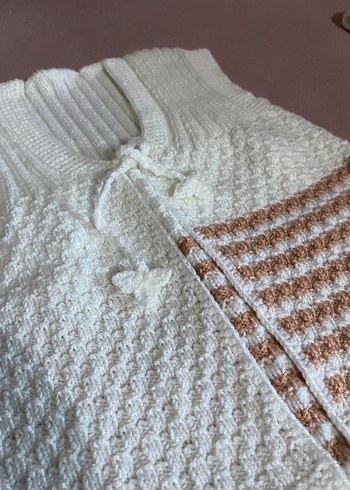 Beyaz Örgü Bohem Hamile Süveter - Görsel 2