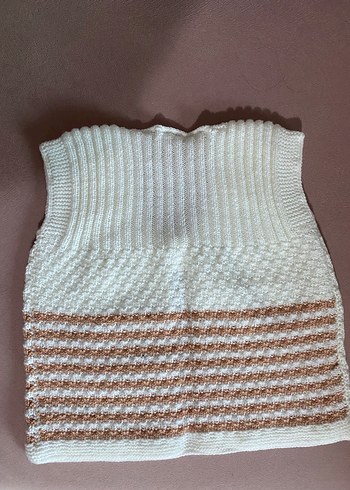 Beyaz Örgü Bohem Hamile Süveter - Görsel 3