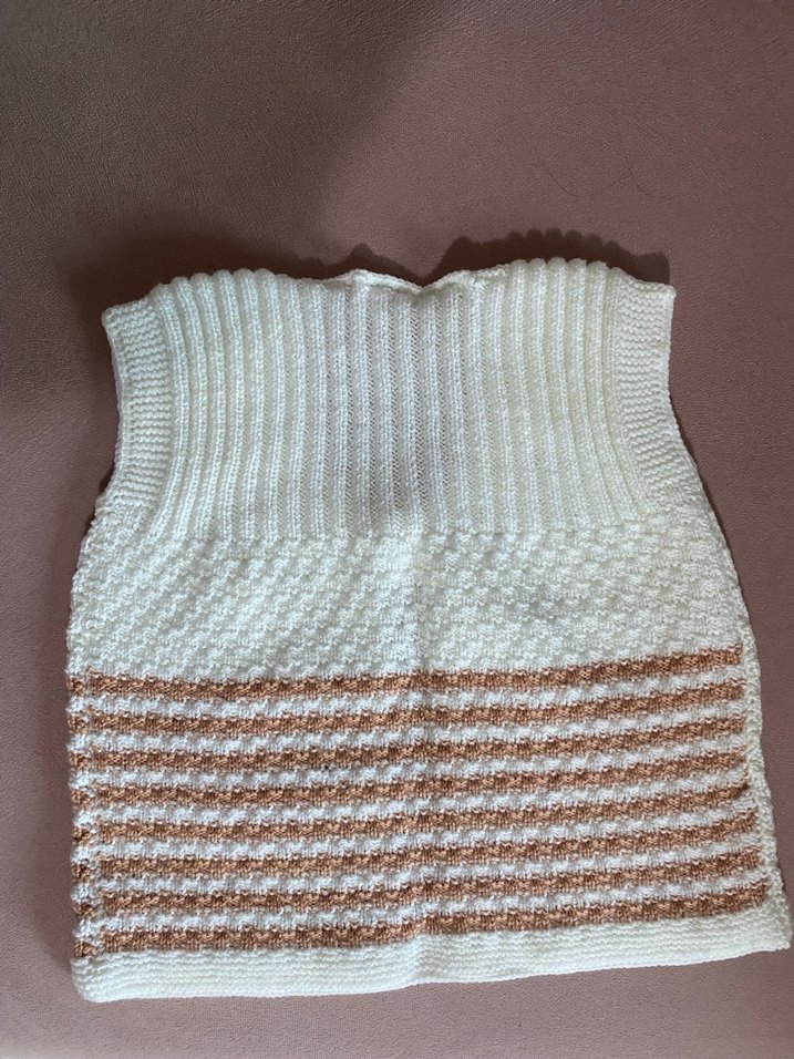 Beyaz Örgü Bohem Hamile Süveter - Görsel 3