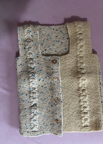 Kız Çocuk Gri Örgü Askılı Hırka - Görsel 2