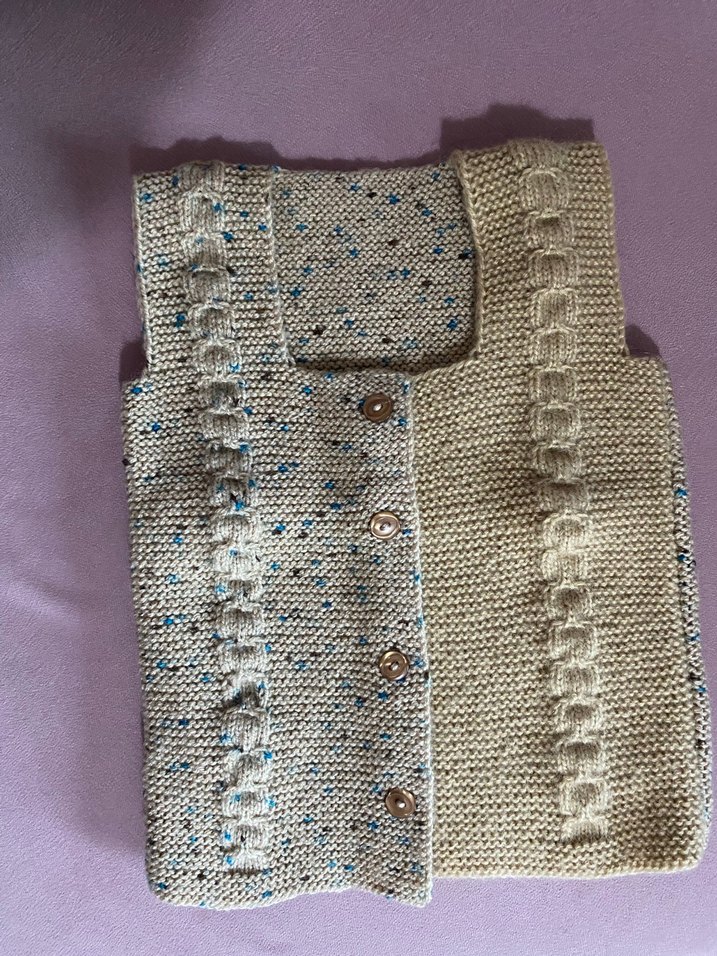 Kız Çocuk Gri Örgü Askılı Hırka - Görsel 2