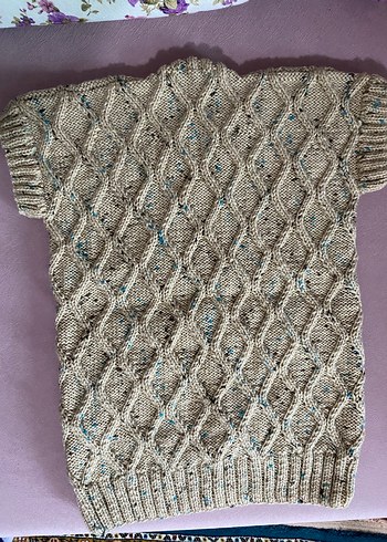 Bohem Kısa Kollu Boğazlı Triko Elbise - Görsel 2