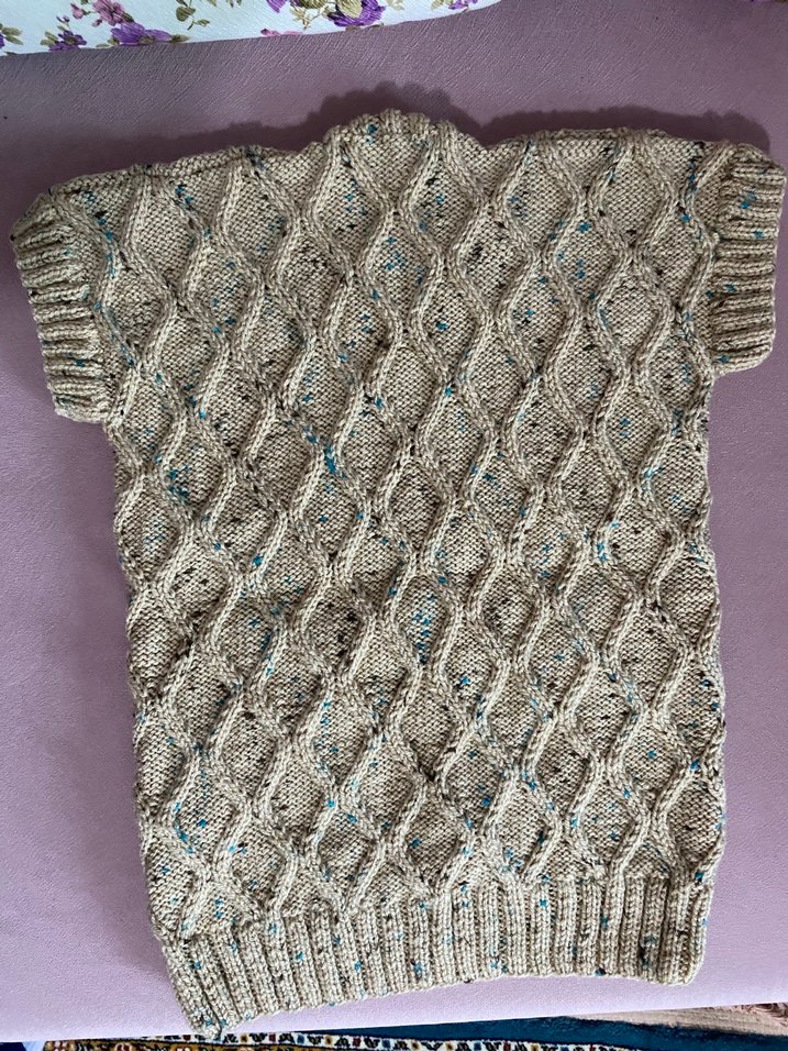 Bohem Kısa Kollu Boğazlı Triko Elbise - Görsel 2