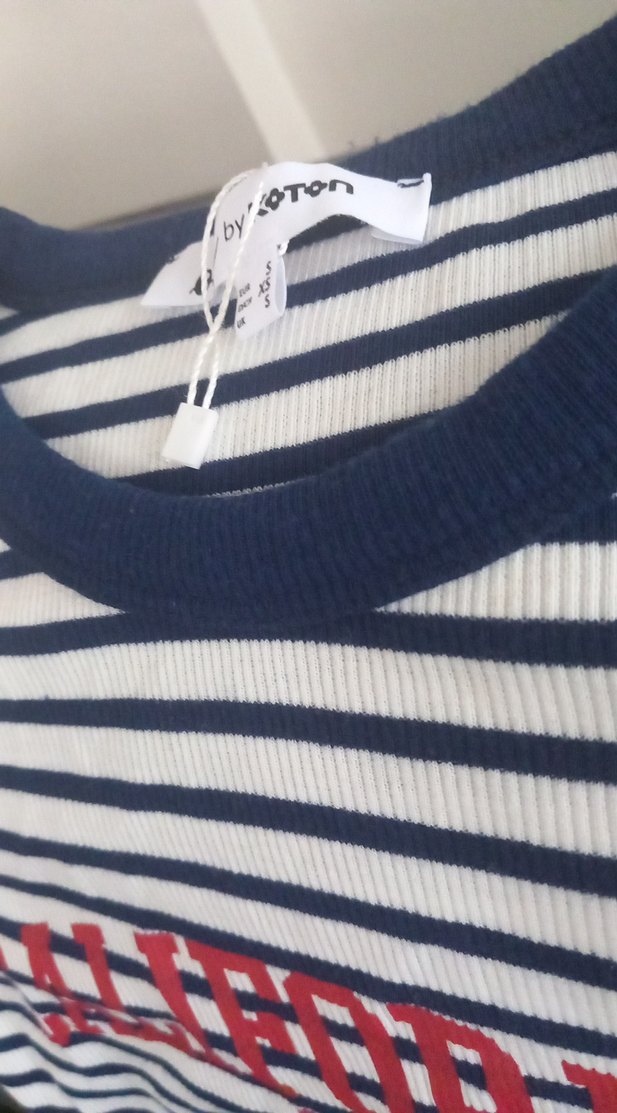 Kız Çocuk Çizgili Baskılı Tişört - Görsel 3