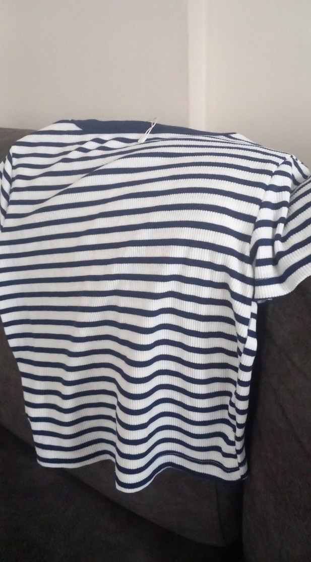 Kız Çocuk Çizgili Baskılı Tişört - Görsel 4