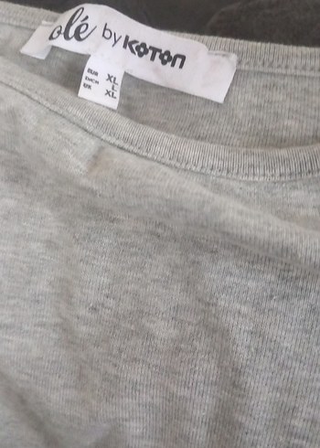 Gri Düz Desen kolları beyaz bileli crop , kayık yaka - Görsel 2