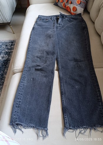 Gri Midi Denim Kadın Jean