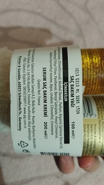 Beden Pantene saç bakım yağı ve saç bakım kremi