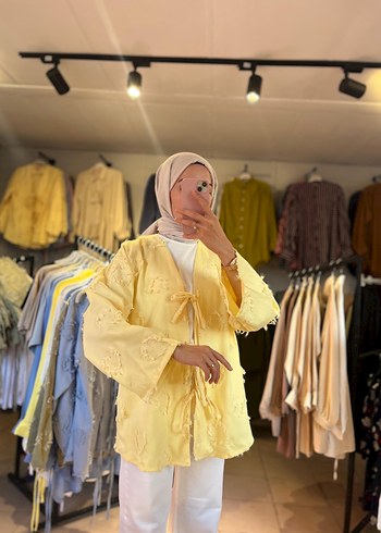 s Beden Sarı Bağcıklı Pamuk Kimono