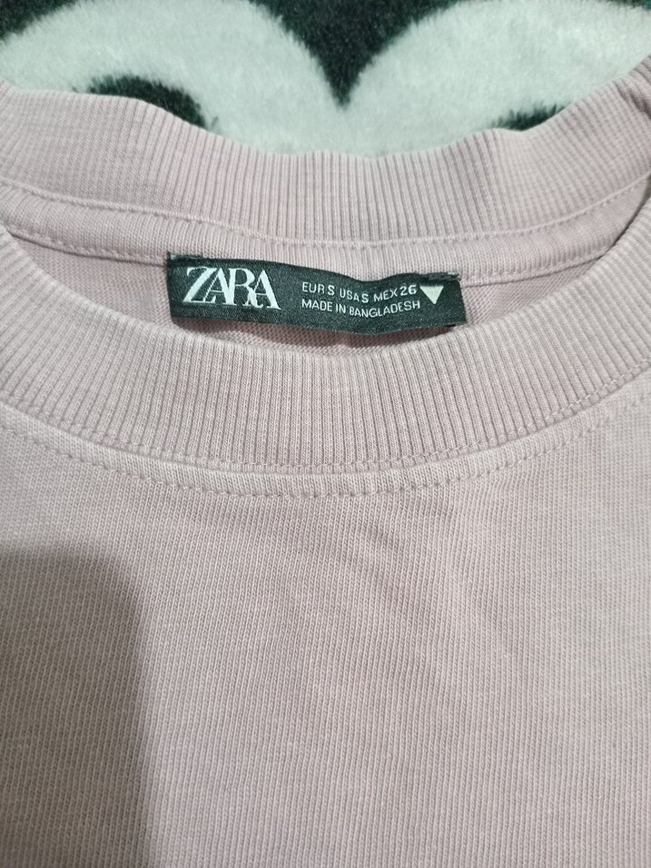 Kadın  gül kurusu renginde Uzun Kollu Crop Top - Görsel 2