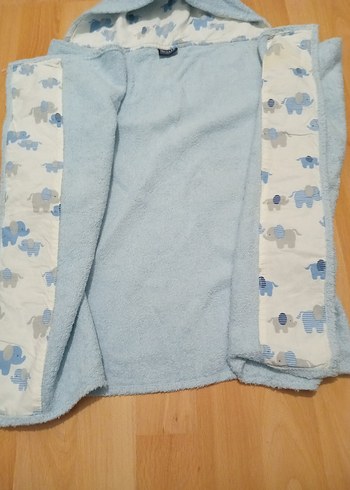 Mavi Bohem Kapüşonlu Havlu - Görsel 3