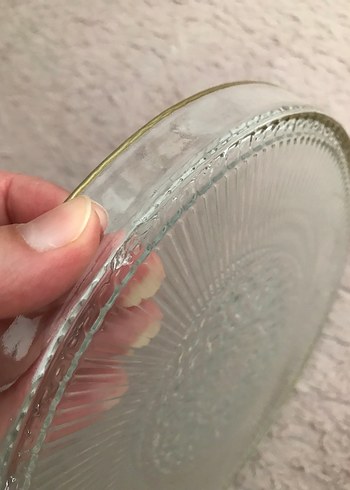 Bohem İşlemeli Gri Bej Cam Tabak - Görsel 6