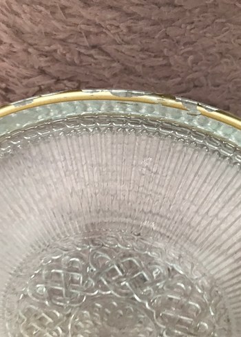 Bohem İşlemeli Gri Bej Cam Tabak - Görsel 5