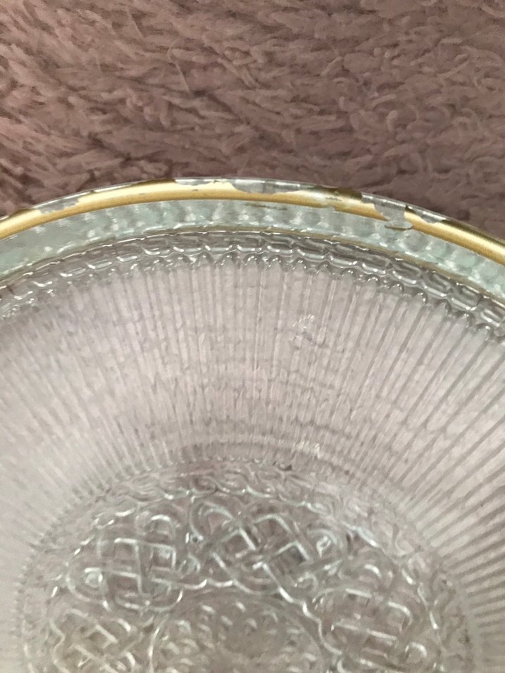 Bohem İşlemeli Gri Bej Cam Tabak - Görsel 5