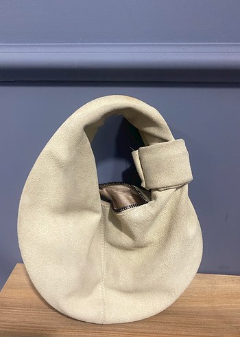 Bej Süet Minimalist Kadın Çanta - Görsel 3