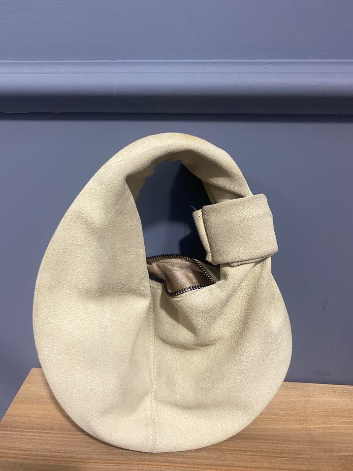 Bej Süet Minimalist Kadın Çanta - Görsel 3