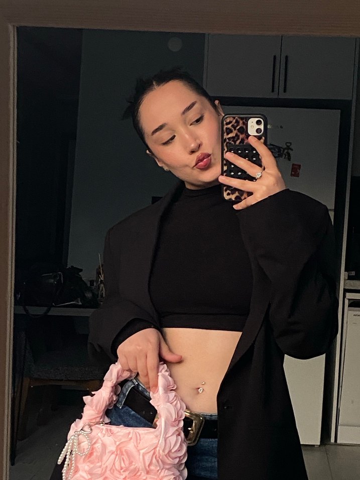 Kadın Pembe Çiçek Desenli  Clutch Çanta - Görsel 2