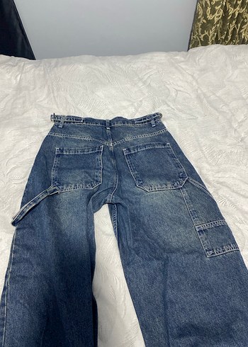 Kadın Gri Mavi Midi Kot Pantolon Rahat Kesim - Görsel 3