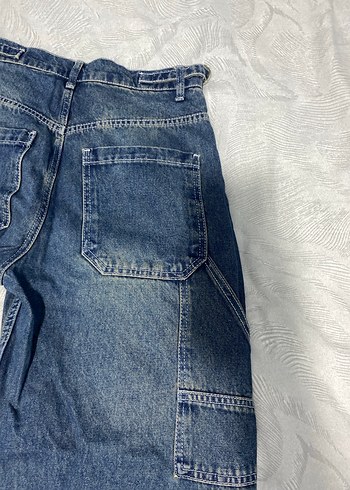 Kadın Gri Mavi Midi Kot Pantolon Rahat Kesim - Görsel 4