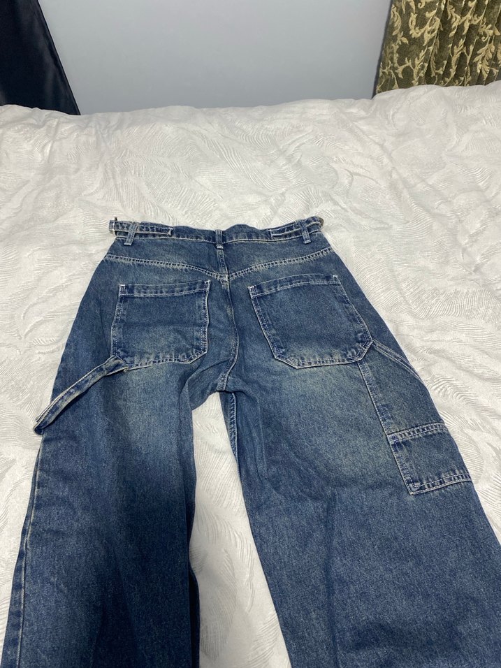 Kadın Gri Mavi Midi Kot Pantolon Rahat Kesim - Görsel 3