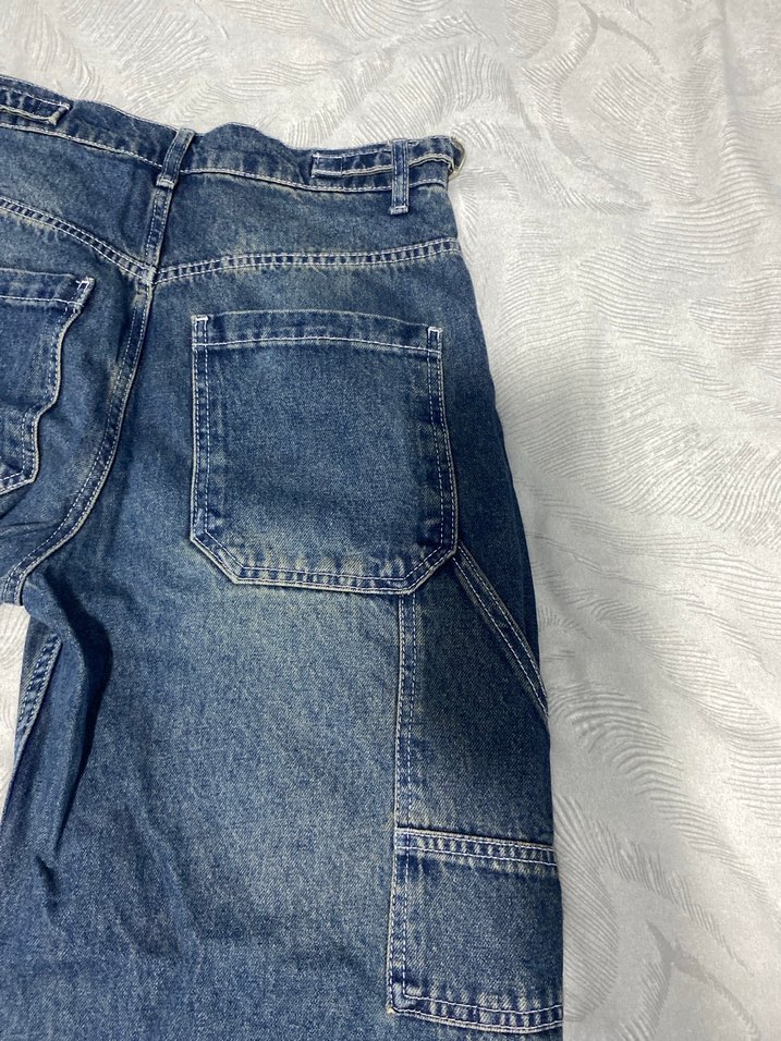 Kadın Gri Mavi Midi Kot Pantolon Rahat Kesim - Görsel 4