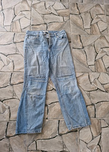30 Beden mavi Renk Gri Renkli Rahat Kesim Kadın Kot Pantolon