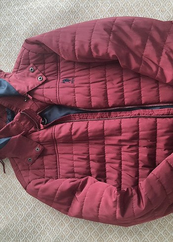 Unisex Bordo Fermuarlı Midi Kışlık Ceket - Görsel 5