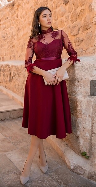 Midi boy bordo abiye