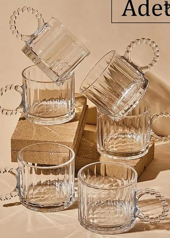 Bej Renkli Cam Kulplu Bardak Seti - Görsel 4