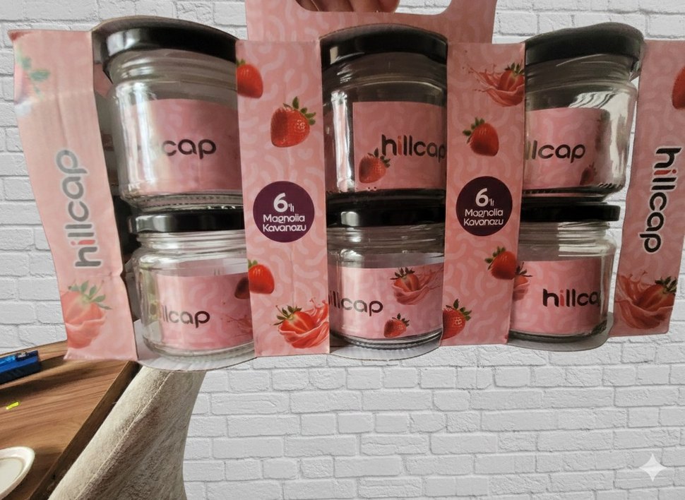 Pembe Magnolia Cam Kavanoz Seti 6'lı - Görsel 2