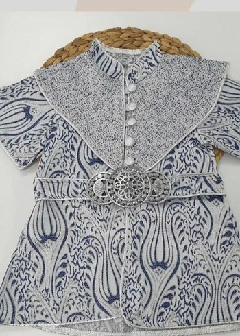 Gri Etnik Desenli Bebek Kaftan Takımı sünnet kıyafeti - Görsel 3