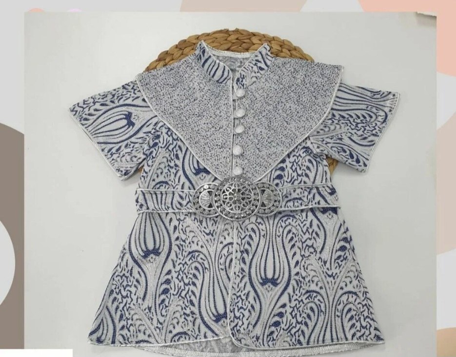 Gri Etnik Desenli Bebek Kaftan Takımı sünnet kıyafeti - Görsel 3