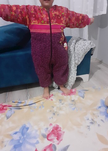2 Yaş Beden Pembe çiçek Desenli Bebek Kız Tulumu