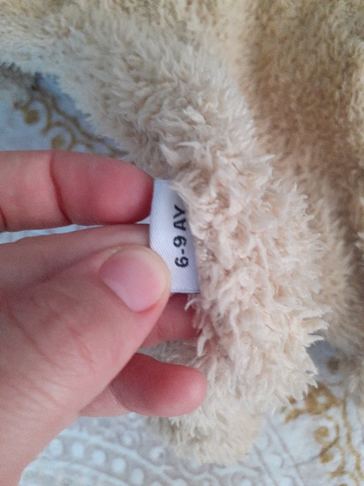 Bej Kürklü peluş Bebek Tulumu tavşan kostümü kulaklı - Görsel 4