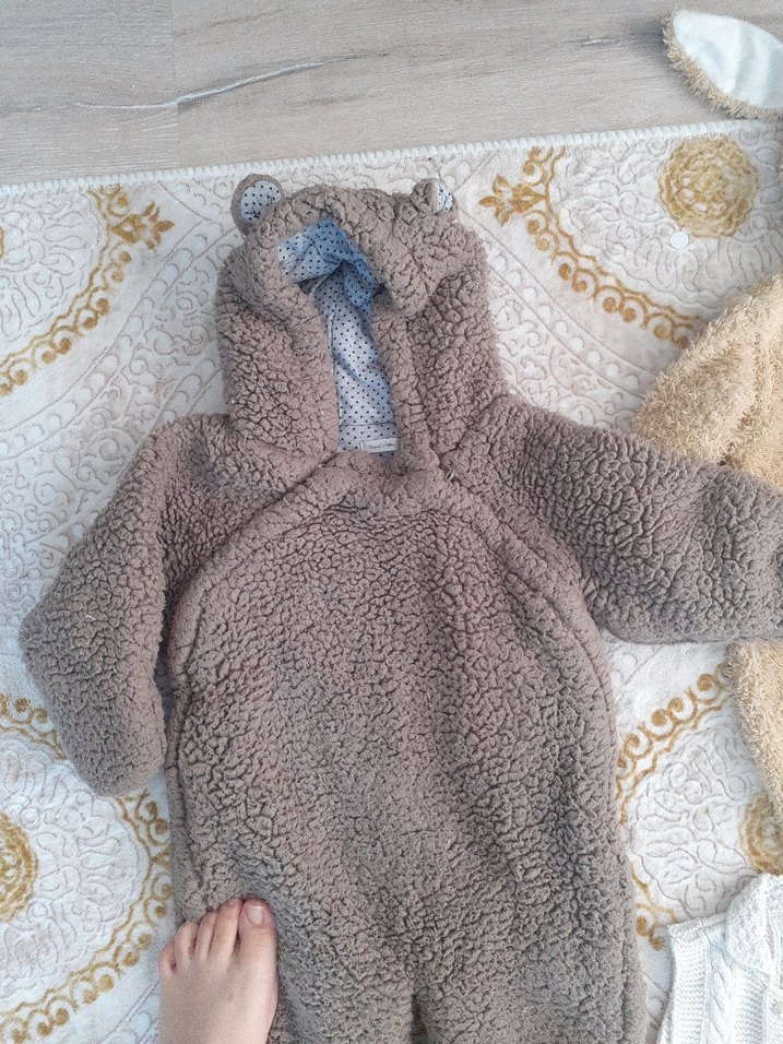 Kahverengi Peluş Bebek Tulumu ayıcık kostüm - Görsel 2