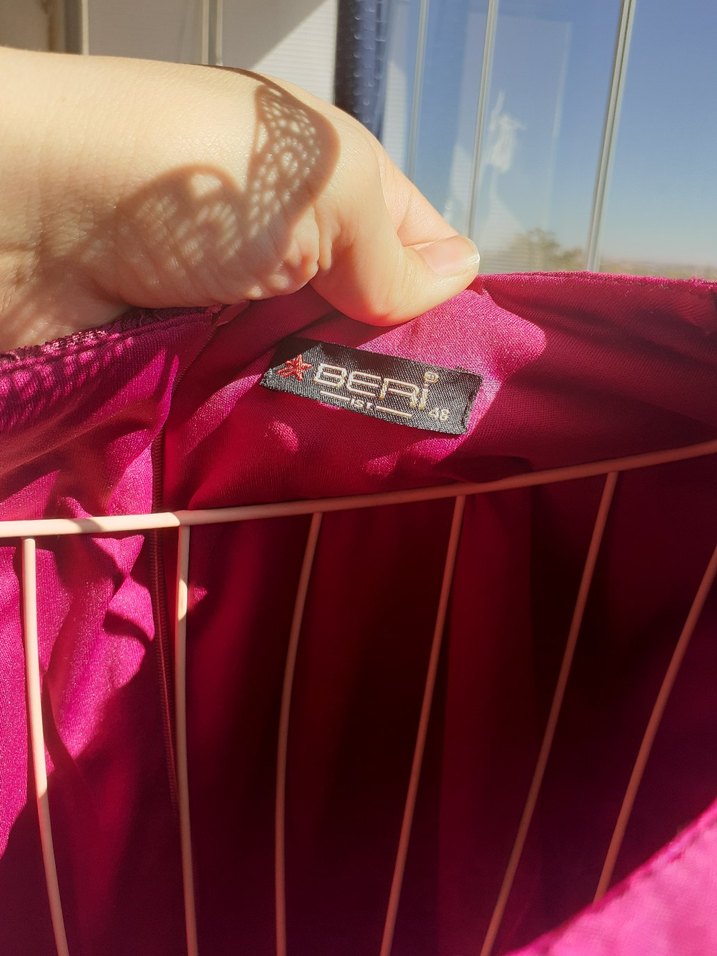 Mor Dantel Detaylı Uzun abiye Henna Elbise - Görsel 5