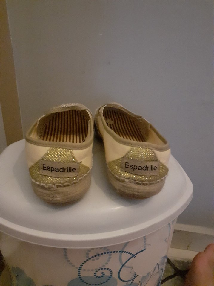 Altın hazeran hasır görünumlü bej Espadril - Görsel 4