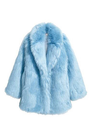 h&m mavi kürk