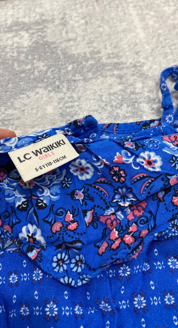 Kız Çocuk Mavi Bohem Dantel Detaylı Tulum - Görsel 2