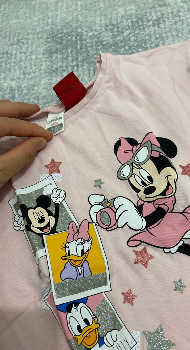 Kız Çocuk Pembe Baskılı Kısa Kollu Tişört - Görsel 2